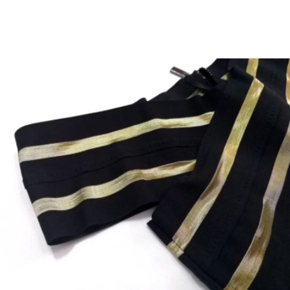 Shimmering Black & Gold Off Shoulder Top - Picture 4 of 11